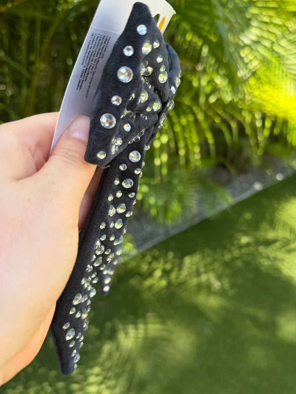 H&M Black Bow Hair Clip with Clear Rhinestones